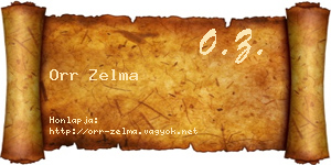 Orr Zelma névjegykártya